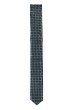 Navy Blue Tie With Green Flowers