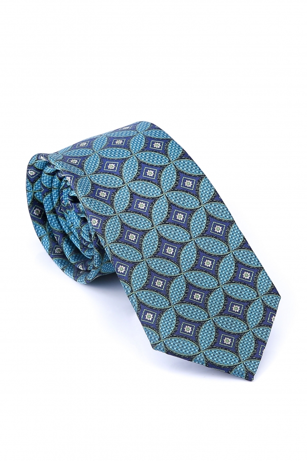 Turquoise Tie With Purple Diamonds