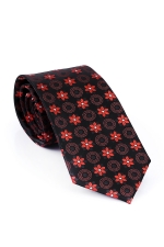 Black Tie With Red Flowers
