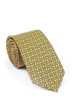 Iellow Tie With Gray Flowers