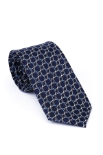 Navy Blue Tie With Chain Links