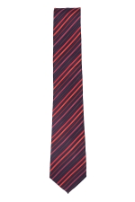 Cravata clasica neagra in dungi rosii