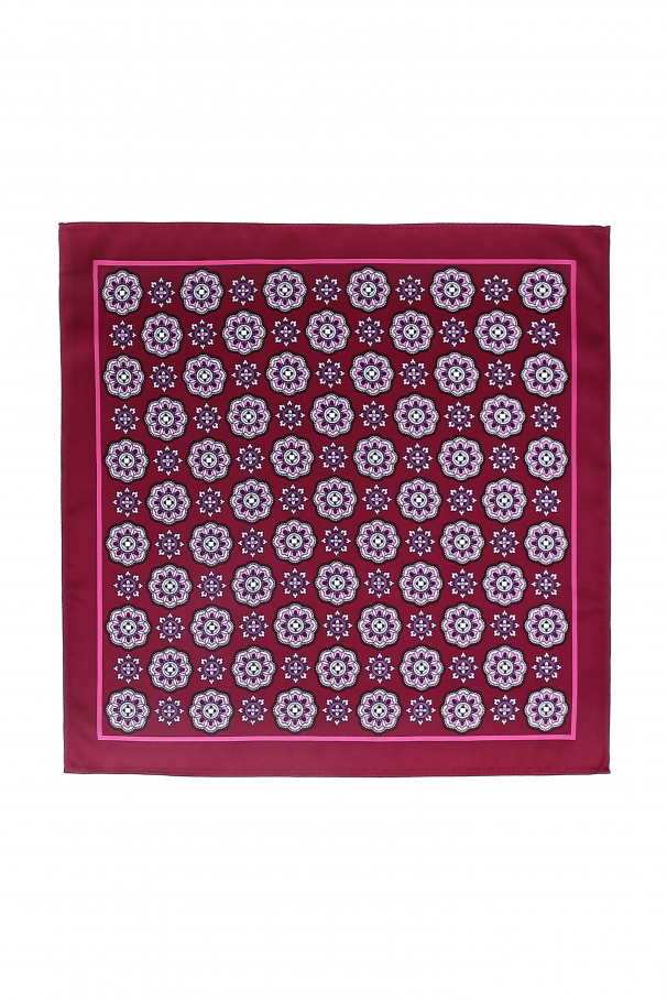Bordeaux Pocket Square With Flowers