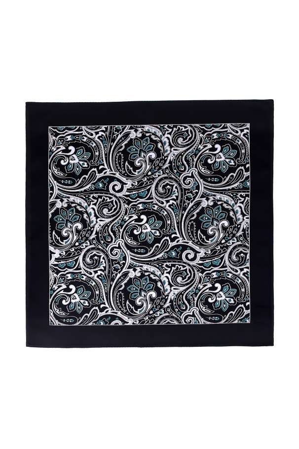 Black Pocket Square With Paisley Pattern