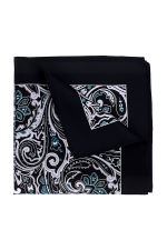 Black Pocket Square With Paisley Pattern