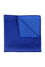 Electric Blue Pocket Square With White Dots