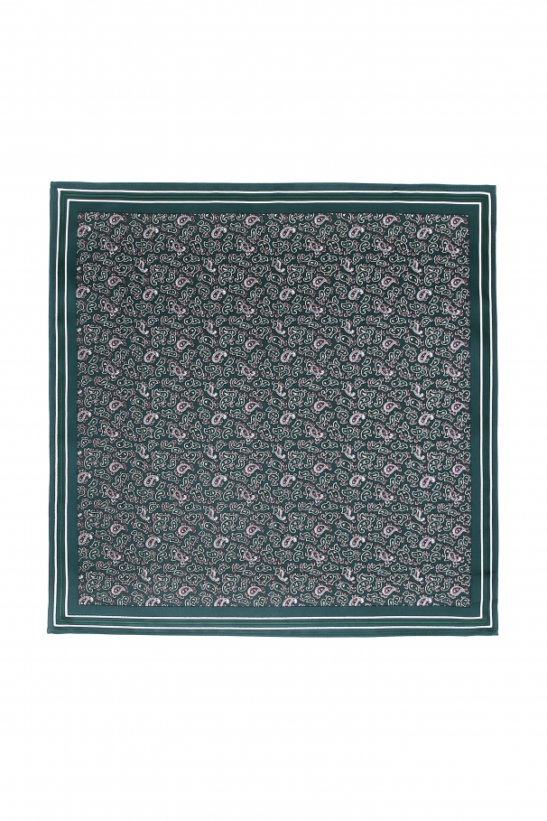 Dark Green Pocket Square With Paisley Pattern