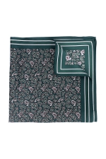Dark Green Pocket Square With Paisley Pattern