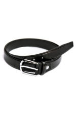 Black leather belt with stainless steel buckle