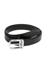 Black leather belt with stainless steel buckle by Grazie Filipeti