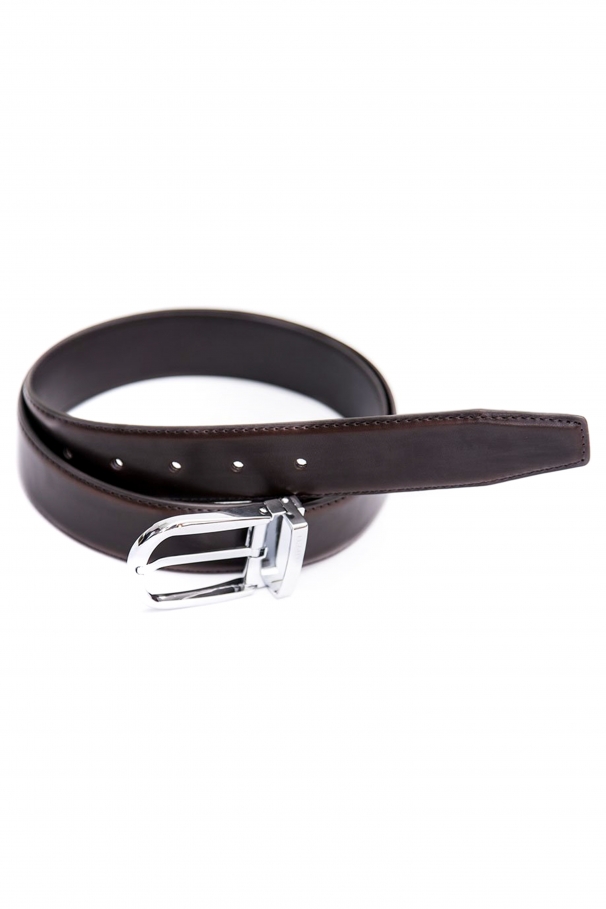 Brown leather belt with stainless steel buckle by Grazie Filipeti