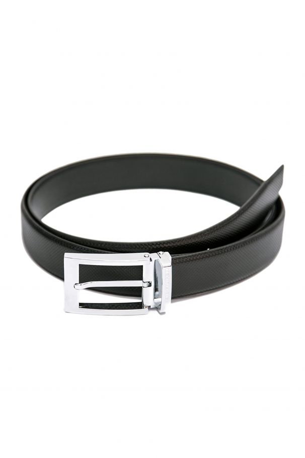 Black leather belt with stainless steel buckle and dots