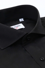 Black slim fit shirt with buttons & Italian collar