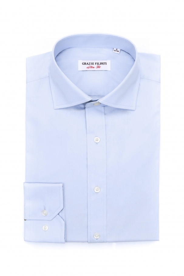 Blue shirt for men with pearl buttons
