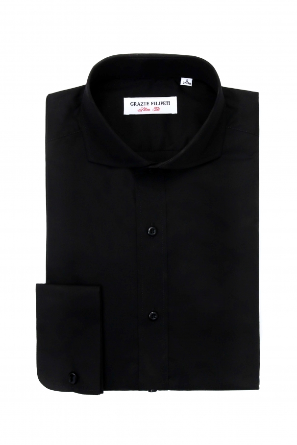 Black slim fit shirt with buttons & Italian collar
