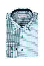 Green checked casual shirt with buttons