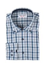 Blue checked casual shirt with blue buttons
