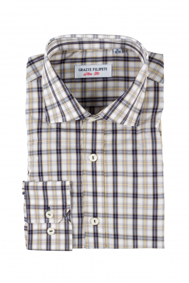 Camasa slim fit in carouri gri si maro