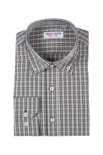 Brown checked classic fit shirt with white lines