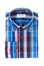 Camasa slim fit in carouri albastru electric