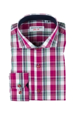 Magenta checked shirt with white lines