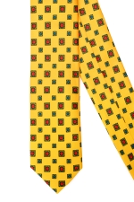 Yellow silk tie with squares