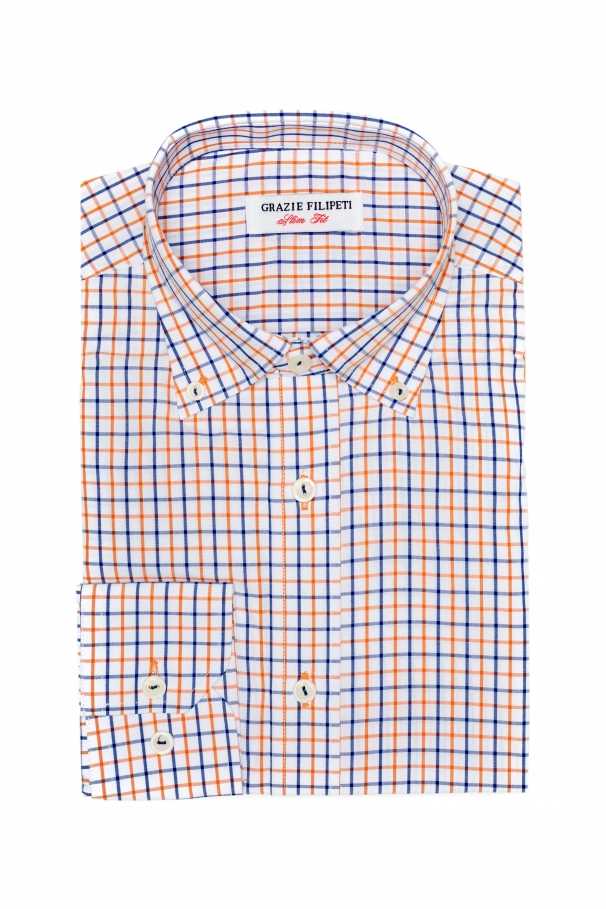 Orange checked shirt with buttons