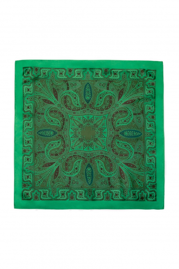 Green Pocket Square With Black Lines