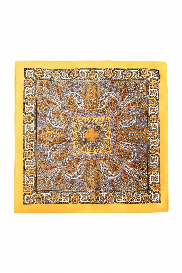 Yellow Pocket Square With Abstract Lines