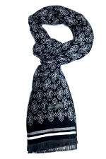 Black cashmere scarf with grey and white models