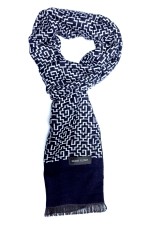 Dark blue cashmere scarf with white models