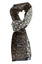 Cashmere scarf with ivory and brown models by Grazie Filipeti