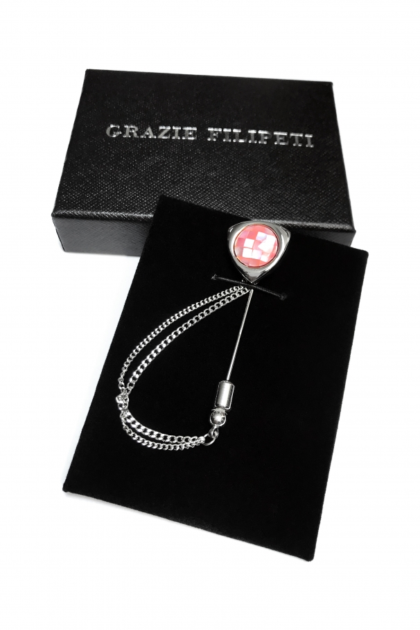 Lapel Pin with pink stone by Grazie Filipeti