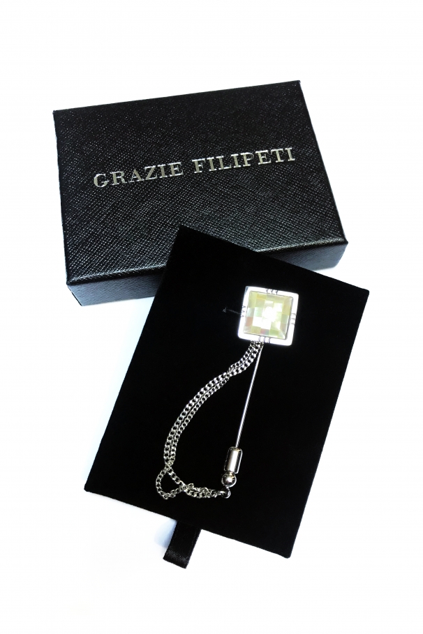 Lapel Pin with ivory stones by Grazie Filipeti