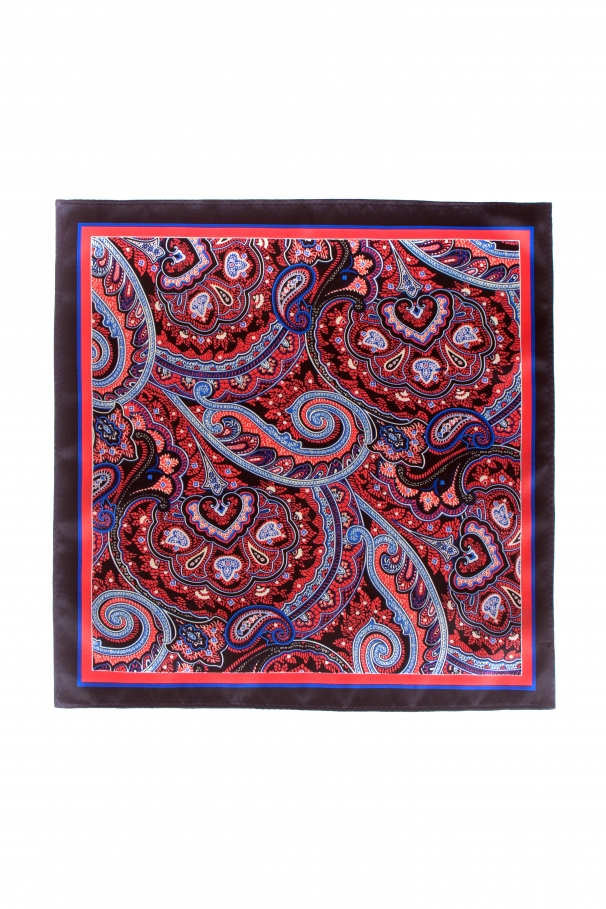Burgundy Pocket Square With Paisley Pattern