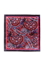 Burgundy Pocket Square With Paisley Pattern