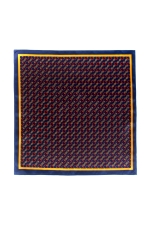 Blue Pocket Square With Orange Chains