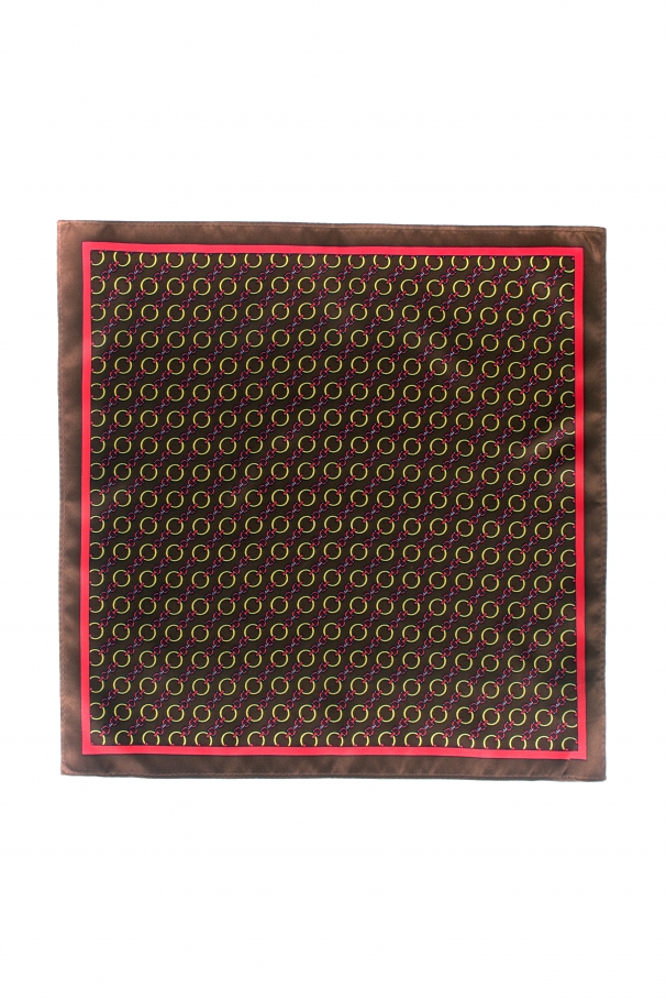 Brown Pocket Square with yellow chains