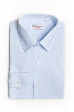 Navy blue and white checked shirt with buttons