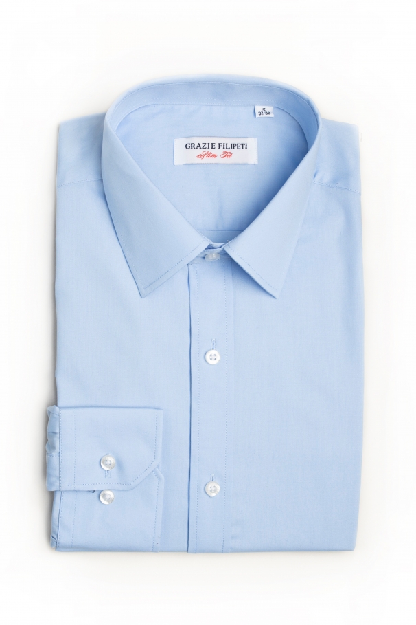 Navy blue and white checked shirt with buttons