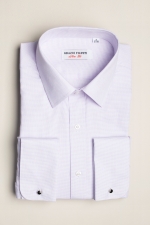 Navy blue and white checked shirt with buttons
