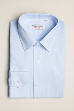 Navy blue and white checked shirt with buttons