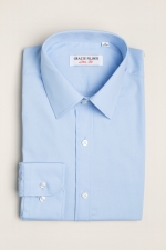 Navy blue and white checked shirt with buttons