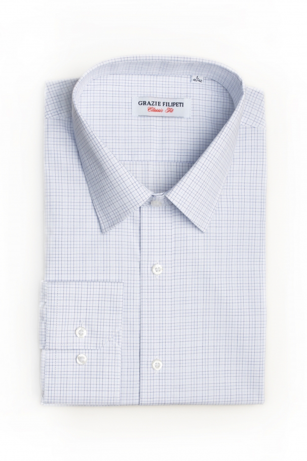 Classic fit shirt with blue squares