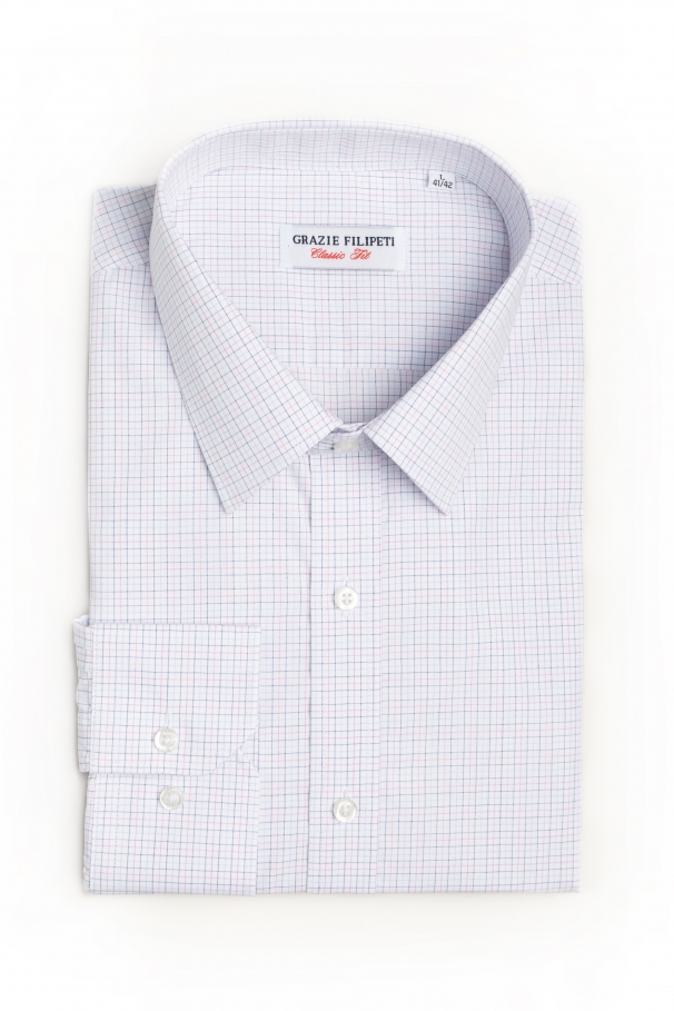 Cămașă classic fit în pătrate bleu și roz