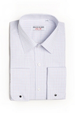 Blue and pink squares shirt with cufflinks
