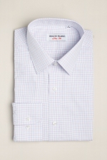 Cămașă slim fit în pătrate bleu și roz