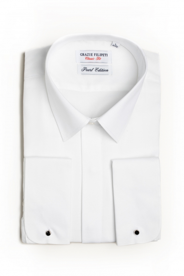 White shirt with classic collar and cufflinks