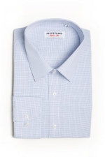 Shirt with blue and purple squares
