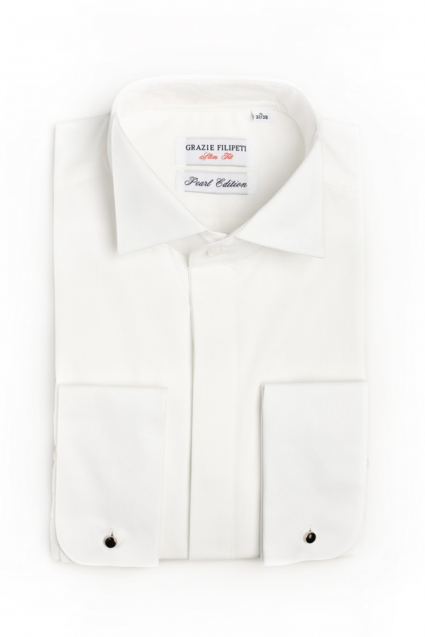 Ivory formal shirt with hidden buttons